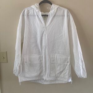 Aerie offline white lightweight hooded spring jacket size m
